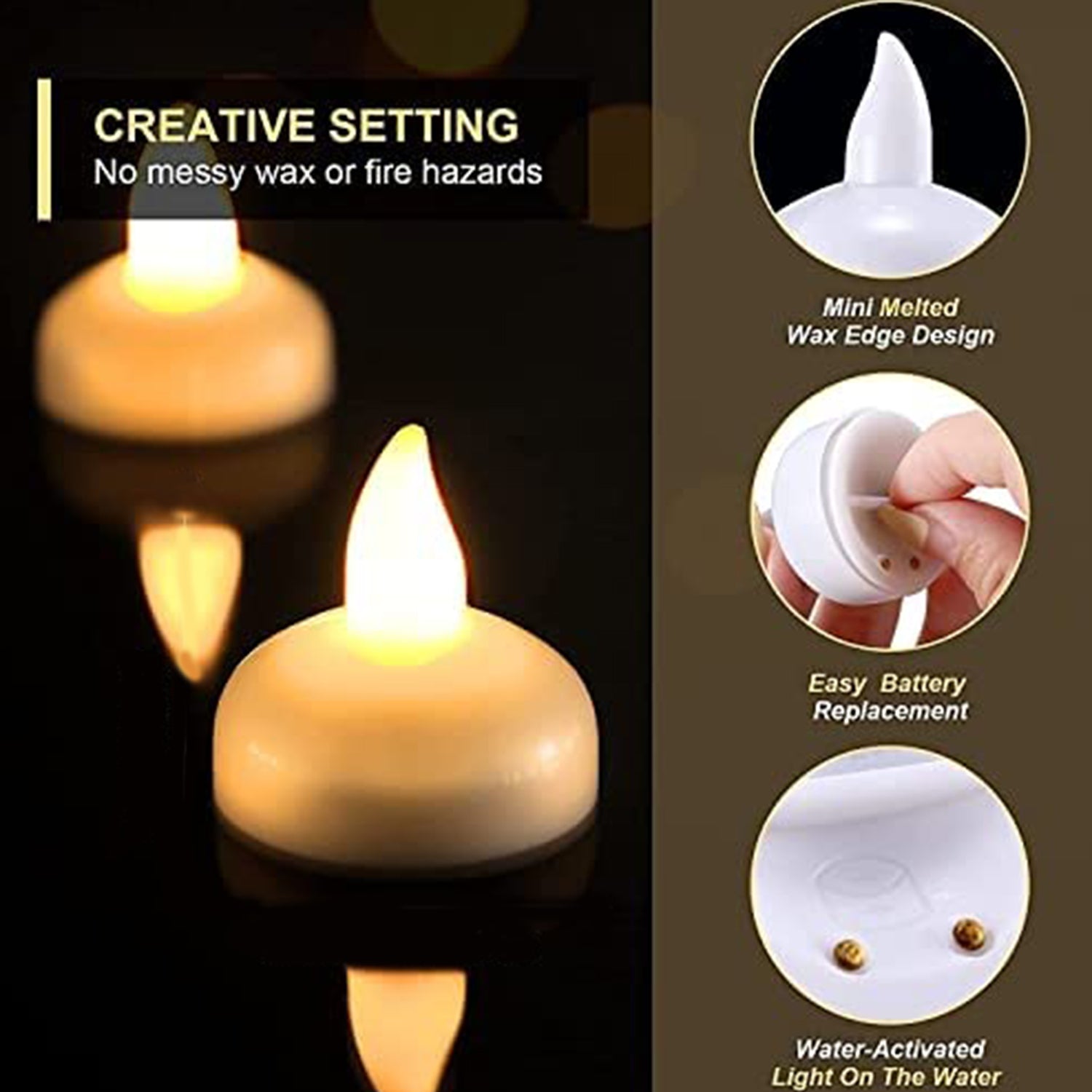 6432 Set Of 12 Flameless Floating Candles Battery Operated Tea Lights Tealight Candle - Decorative Wedding. 6432 Set Of 12 Flameless Floating Candles Battery Operated Tea Lights Tealight Candle - Decorative Wedding.